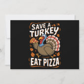 救食べ七面鳥のピザッおもしろいザ感謝祭の衣装 招待状 (正面)