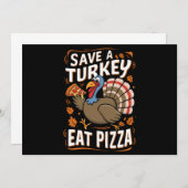 救食べ七面鳥のピザッおもしろいザ感謝祭の衣装 招待状 (正面/裏面)