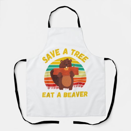 救食べ木のビーバおもしろいービーバープン成虫 エプロン (正面)