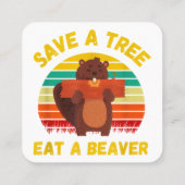 救食べ木のビーバおもしろいービーバープン成虫 スクエア名刺 (裏面)