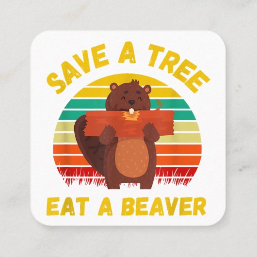 救食べ木のビーバおもしろいービーバープン成虫 スクエア名刺 (裏面)