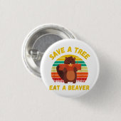 救食べ木のビーバおもしろいービーバープン成虫 缶バッジ (正面&裏面)
