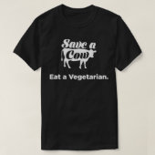 救食べ牛のベジタリアンおもしろい Tシャツ (デザイン正面)