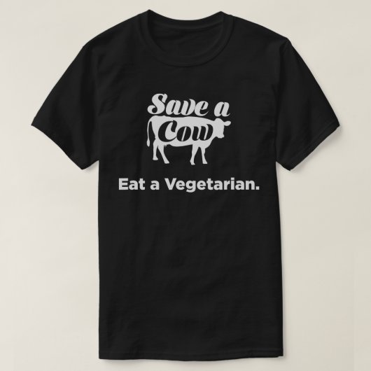 救食べ牛のベジタリアンおもしろい Tシャツ (デザイン正面)