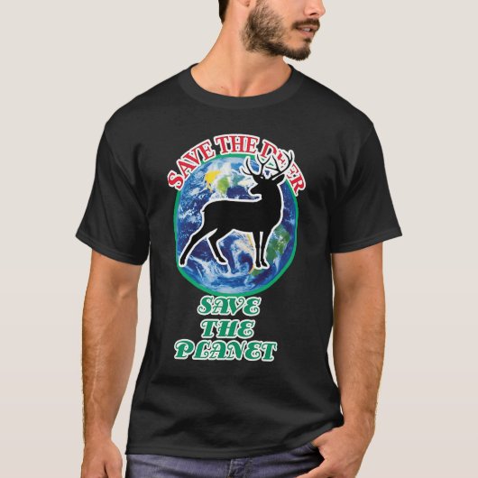 救鹿が地球を救う Tシャツ (正面)