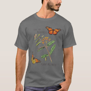救(昆虫)オオカバマダラ、モナークがミルクウィードを植える – ヴィ Tシャツ
