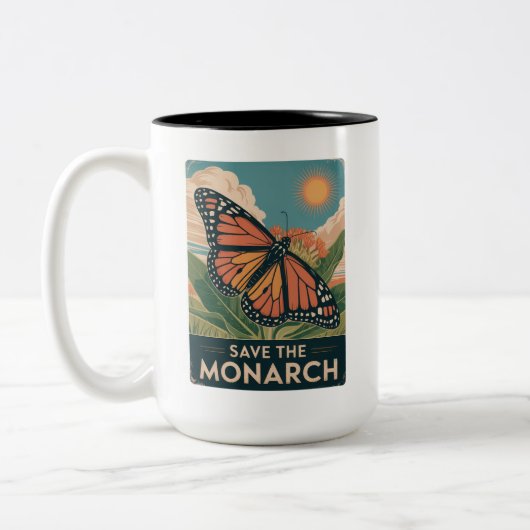 救（昆虫）オオカバマダラ、モナークコーヒーマグ – エコファンのためのギフト ツートーンマグカップ (左)