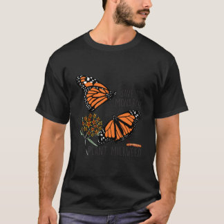 救（昆虫）オオカバマダラ、モナーク植物Some Milkweed Butterfly Fl Tシャツ