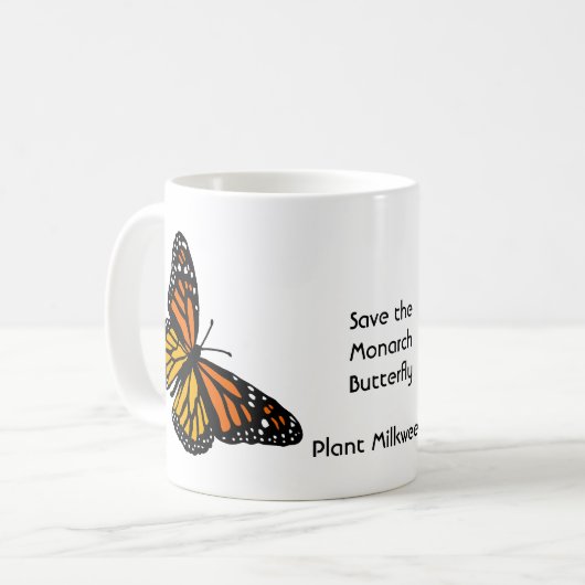 救(昆虫)オオカバマダラ、モナーク蝶 – 植物ミルクウィード!マグ コーヒーマグカップ (正面左)
