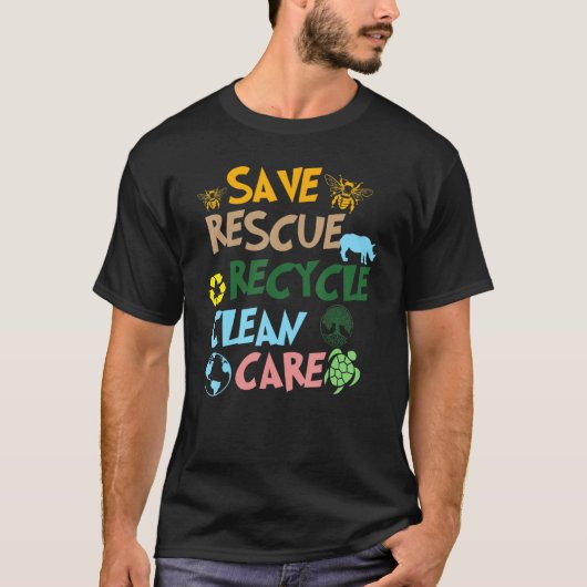 救Bees Rescue AnimalsリサイクルPlastic Graphic E Tシャツ (正面)