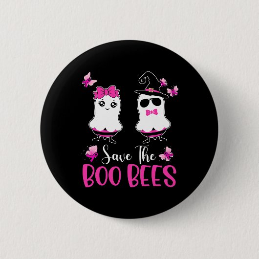 救Boo Beesおもしろい乳がん認識度ホール 缶バッジ (正面)