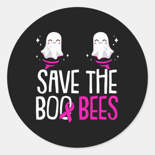 救Boo Bees乳がん認識度ハロウィー ラウンドシール (正面)