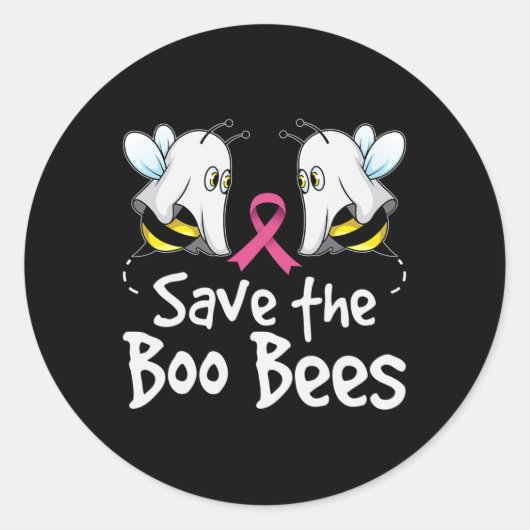 救Boo Bees乳がん認識度ハロウィー ラウンドシール (正面)