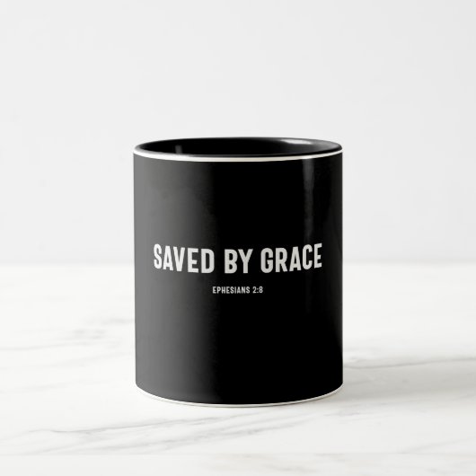 救By Grace Ephesians 2:8キリスト教の引用文 ツートーンマグカップ (中央)