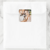 救Date White Overlayの写真結婚のカスタム スクエアシール (バッグ)