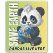 救EARTH Pandas live here - Earth Day Sticker シール (正面)