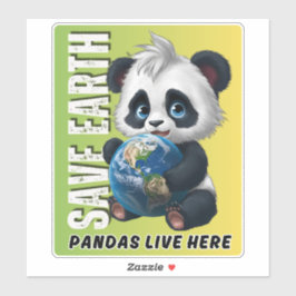 救EARTH Pandas live here - Earth Day Sticker シール