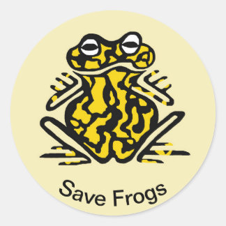 救FROGS – 両生類 – 有毒な黒と黄色 ラウンドシール