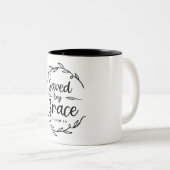 救Grace Ephesians 2:8キリスト教の引用文 ツートーンマグカップ (正面右)