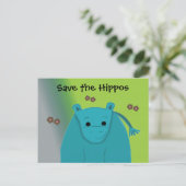 救Hippos Blue Hippopotamus ポストカード (スタンド正面)