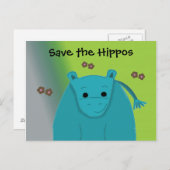 救Hippos Blue Hippopotamus ポストカード (正面/裏面)