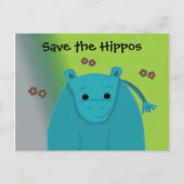 救Hippos Blue Hippopotamus ポストカード (正面)