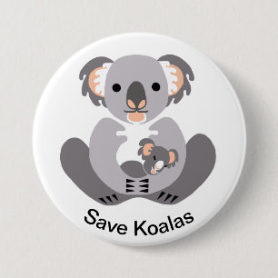 救KOALAS – 絶滅危惧動物グラフィック 缶バッジ