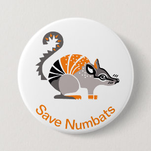 救NUMBATS – 絶滅危惧動物グラフィック – オーストラリア 缶バッジ