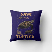 救Our Turtles枕 – 海保全の装飾 クッション (裏面)