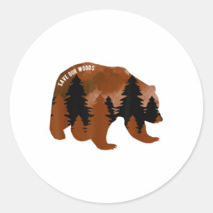 救Our Woods Environmental Protection Bear Grizz ラウンドシール