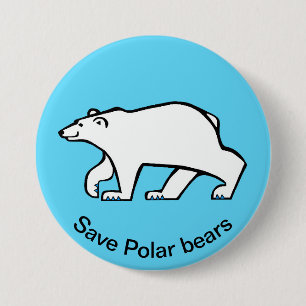 救POLAR – 絶滅危惧動物グラフィック – 青 缶バッジ