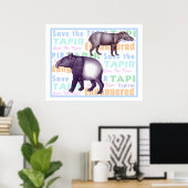 救Tapir Poster - American & Asian Tapirs ポスター (ホームオフィス)
