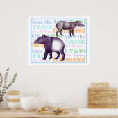 救Tapir Poster - American & Asian Tapirs ポスター (キッチン)
