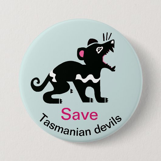 救Tasmanian devils – 絶滅危惧動物グラフィック 缶バッジ (正面)