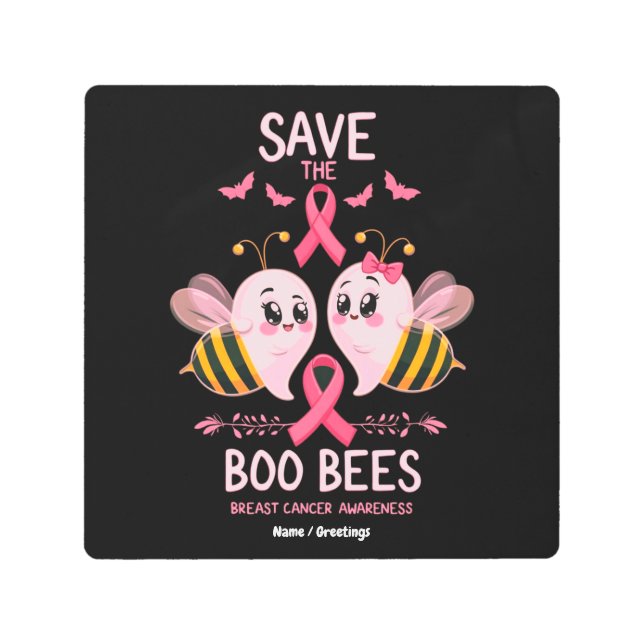 救The Boo Bees Breast Cancer Women メタルプリント (正面)