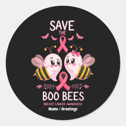 救The Boo Bees Breast Cancer Women ラウンドシール (正面)