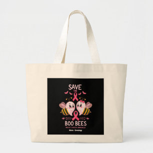 救The Boo Bees Breast Cancer Women ラージトートバッグ
