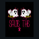 救The Boo Bees Funny Halloween Breast Cancer Aw ポスター<br><div class="desc">乳がん，がん認識度，がんを克服した人，がん戦闘機，がんサポート，ピンク，生存者，リボン，乳がん戦士</div>