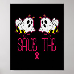 救The Boo Bees Funny Halloween Breast Cancer Aw ポスター