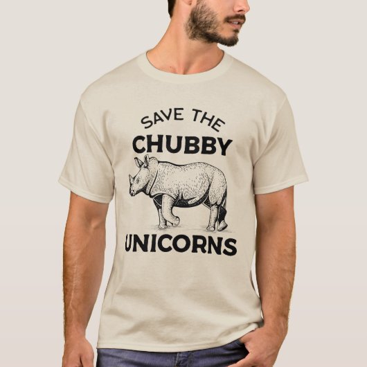 救The Chubby Unicorn - おもしろい Rhino Conservation Tシャツ (正面)