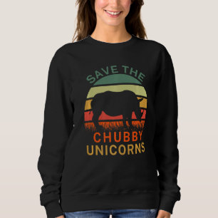 救The Chubby Unicorns おもしろい Rhino Animal Rights スウェットシャツ