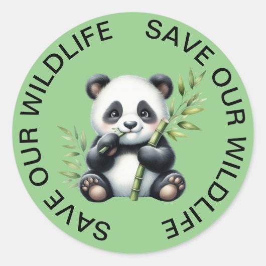 救Wildlife Stickers、Panda Graphic ラウンドシール (正面)