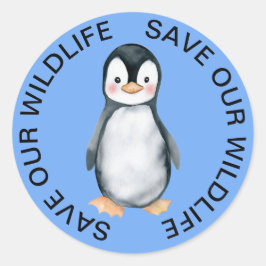 救Wildlife Stickers、Penguin Graphic ラウンドシール