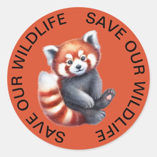 救Wildlife Stickers、Red Panda Graphic ラウンドシール (正面)