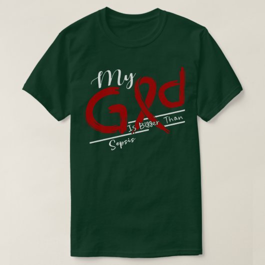 敗血症認識度私の神はこの家族の中で強い Tシャツ (デザイン正面)