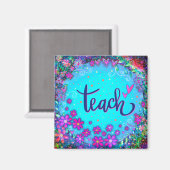 教えかわいらしハートカラフルー マグネット (正面/裏面)