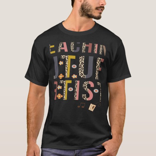 教えの未来アーティストかわいいヒョウ柄先生 Tシャツ (正面)