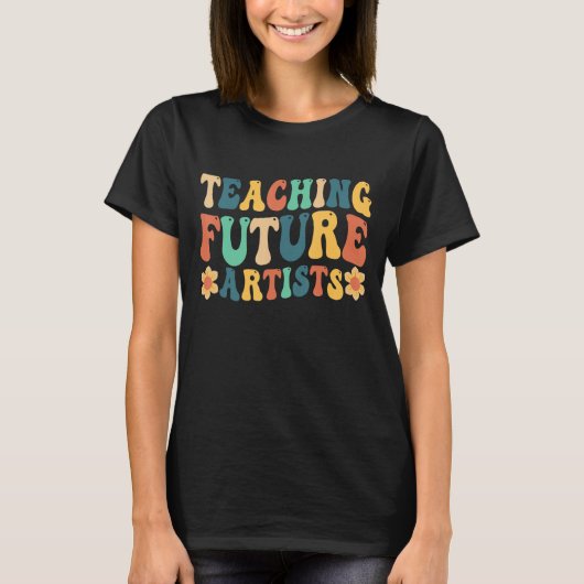 教えの未来アーティストレトロ先生学生茶 Tシャツ (正面)