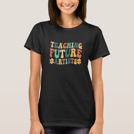 教えの未来アーティストレトロ先生学生茶 Tシャツ (正面)