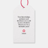 「教えはハートの作品」先生贈り物ラベル ギフトタグ (裏面)